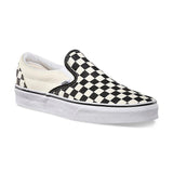 Vans Classic Slip On Canvas Checkerboard Trainers -  Black / White - so-ldn