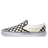 Vans Classic Slip On Canvas Checkerboard Trainers -  Black / White - so-ldn