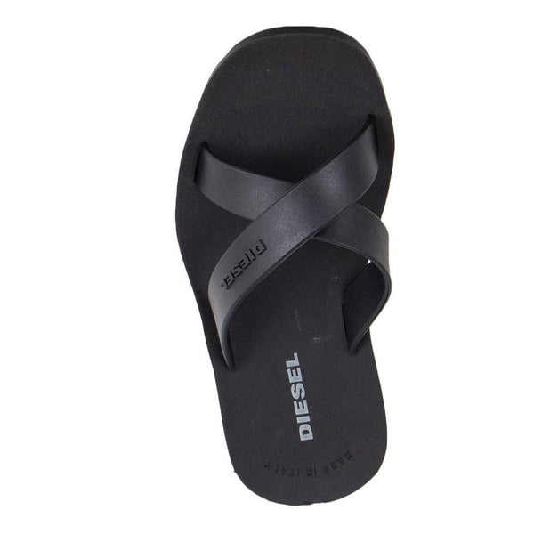 Diesel Plaja Wash Black Strap Plastic Sandals - so-ldn