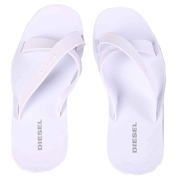 Diesel Plaja Wash White Strap Plastic Sandals - so-ldn