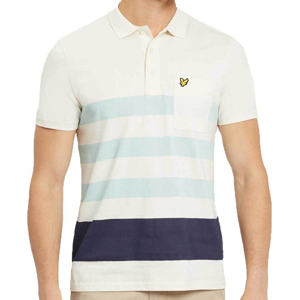 Lyle and Scott Wide Stripe Polo Shirt - Seashell White - so-ldn