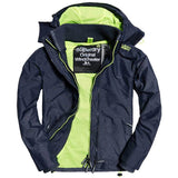 Superdry Mens Tech Hood Wind cheater Zip Jacket - Navy Marl/lemonade - so-ldn