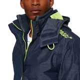 Superdry Mens Tech Hood Wind cheater Zip Jacket - Navy Marl/lemonade - so-ldn