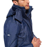 Superdry Mens Tech Hood Wind cheater Zip Jacket - Navy Herringbone - so-ldn
