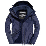 Superdry Mens Tech Hood Wind cheater Zip Jacket - Navy Herringbone - so-ldn