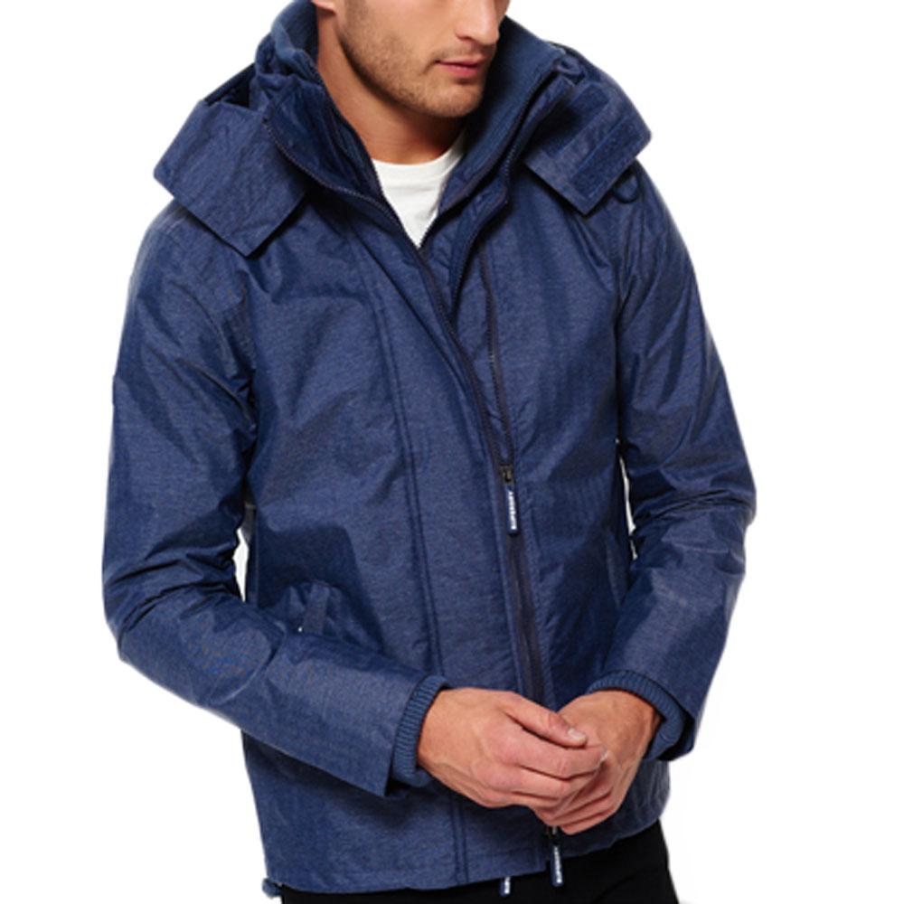 Superdry Mens Tech Hood Wind cheater Zip Jacket - Navy Herringbone - so-ldn