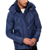 Superdry Mens Tech Hood Wind cheater Zip Jacket - Navy Herringbone - so-ldn