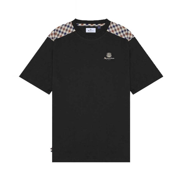 Aquascutum Active CC Club Check Shoulder T-Shirt - Black