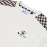 Aquascutum Active Club Check Details Shoulder T-Shirt - Old White