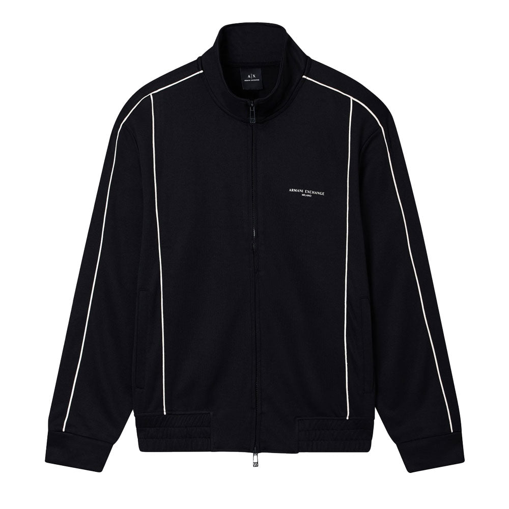 Armani Exchange Brand Logo Contrast Piping Track Jacket XM001357 AF16278 - Black
