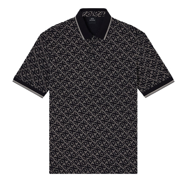 Armani Exchange Logo Pattern Polo Shirt XM001883 - Black