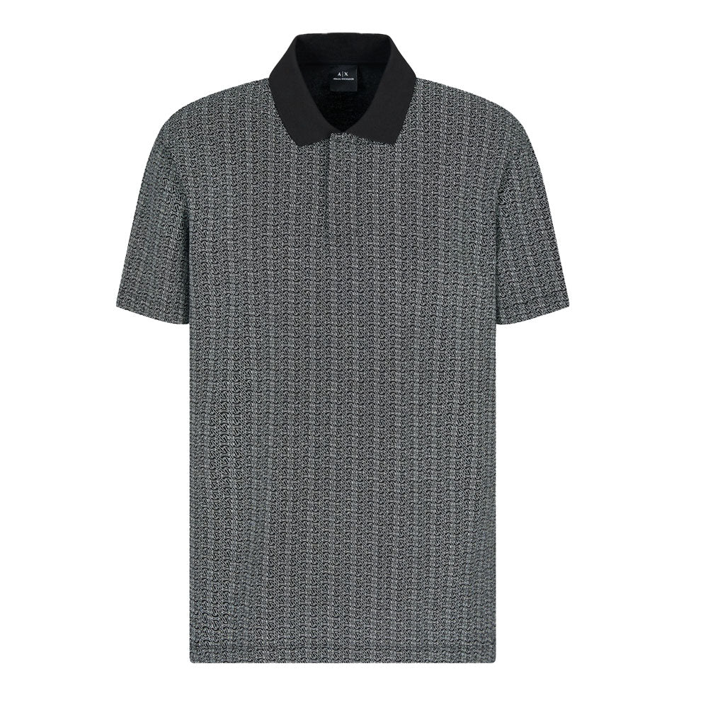 Armani Exchange Polo CIrcle Allover Print AX Logo Black XM000736