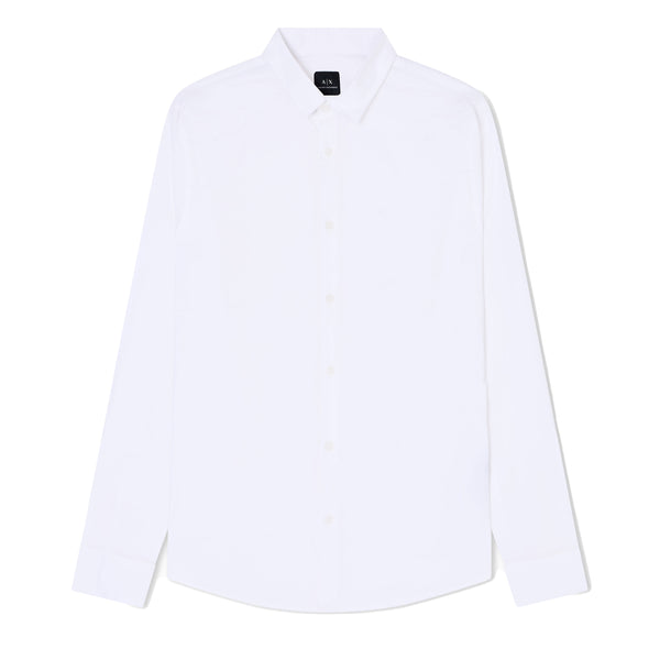 Armani Exchange Slim Fit Woven Cotton Shirt - White 8NZC31