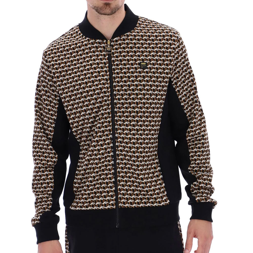 Fila Gold Mens Vigo Track Top Geo Pattern Black
