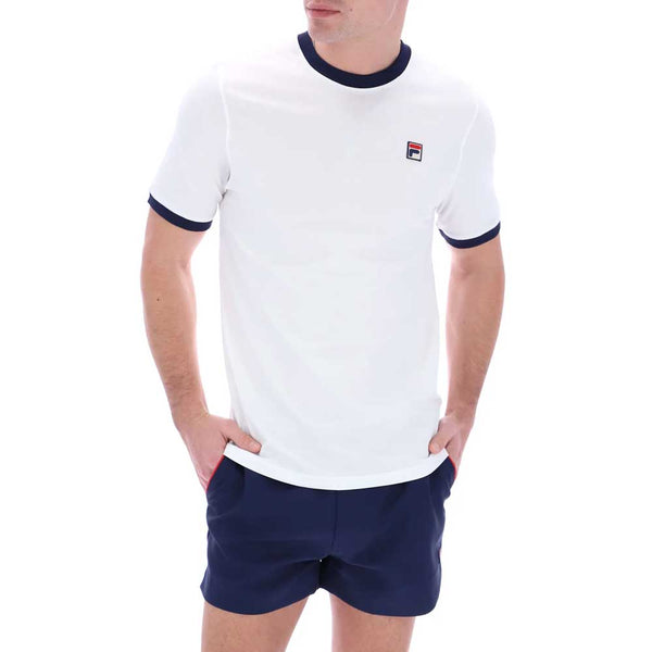 Fila Vintage Marconi Ringer T Shirt - White / Navy