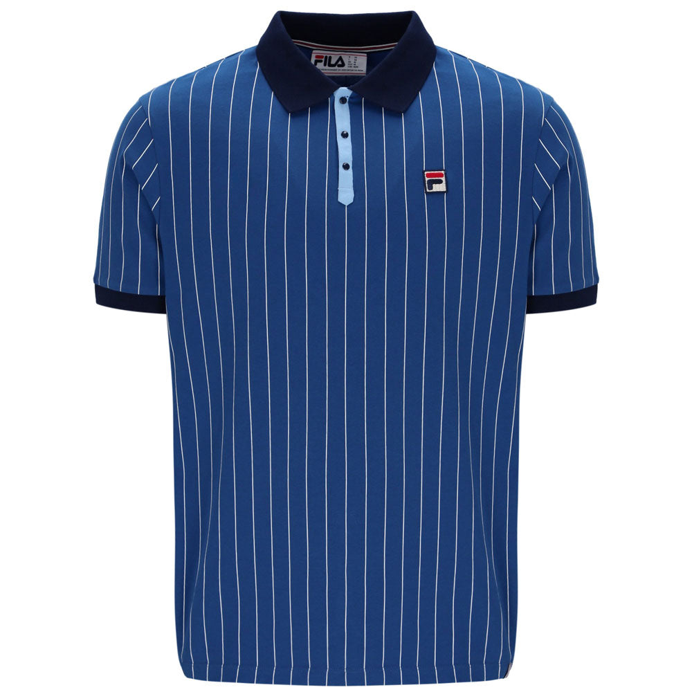 Fila Vintage BB1 Classic Stripe Polo Shirt - Limoges/White/Frozen Fjord/Navy
