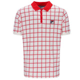 Fila Vintage Bobby Check Polo T Shirt - Gardenia Cream / Red