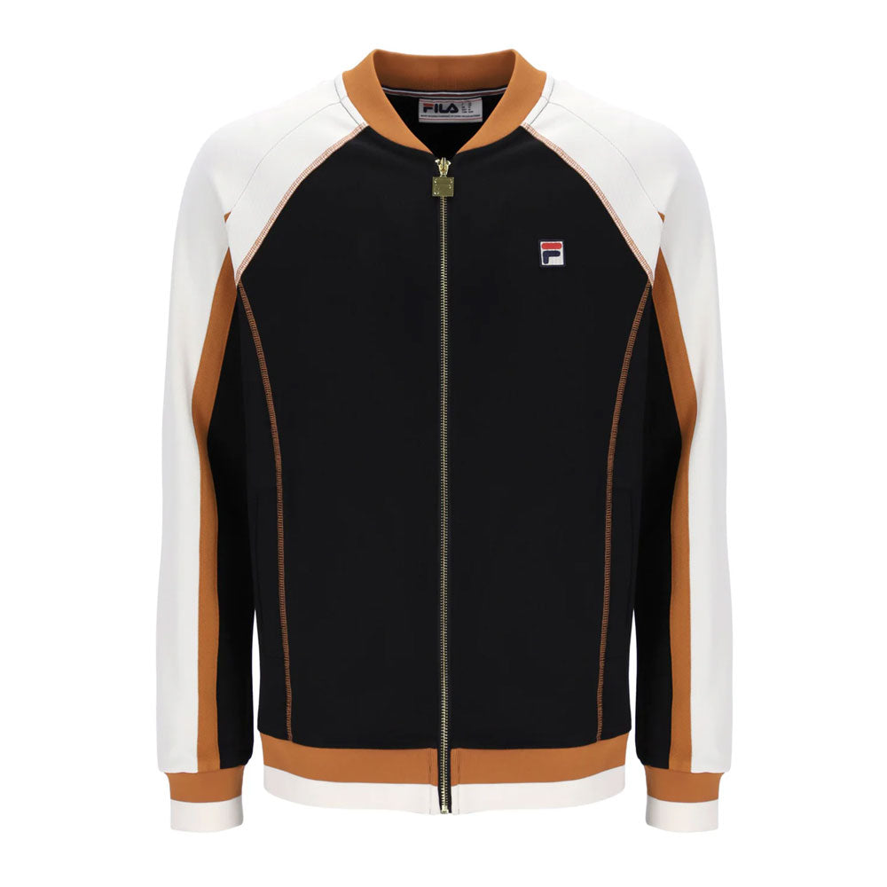 Fila Vintage Eliot Flat Lock Detail Track Jacket - Black/Gardenia/Pumkin Spice