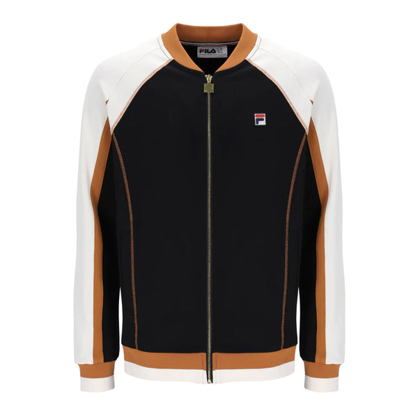 Fila Vintage Eliot Flat Lock Detail Track Jacket - Black/Gardenia/Pumkin Spice