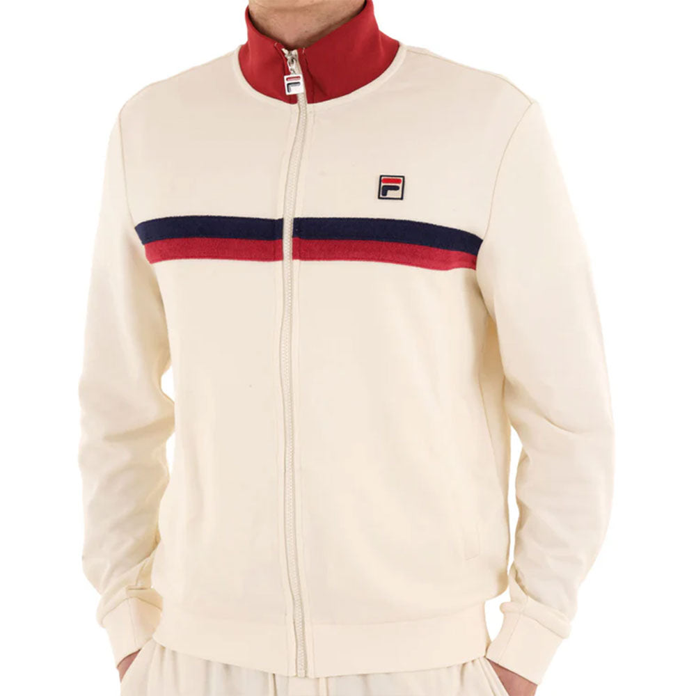 Fila Vintage Enrico Track Top - Gardenia / Garnet / White