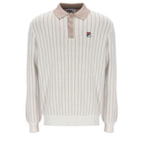 Fila Vintage Kobe Original Stripe Knitted Longsleeved Polo Shirt - Gardina / Stone