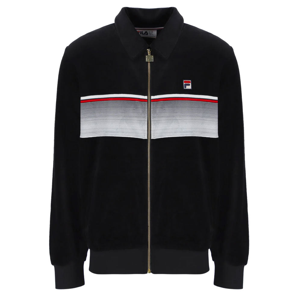 Fila Vintage Malakai Zip Up Velour Track Top - Black