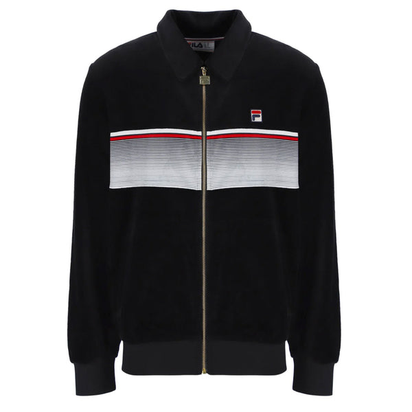 Fila Vintage Malakai Zip Up Velour Track Top - Black