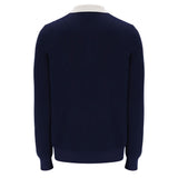 Fila Vintage Nowell Waffle Knitted Longsleeved Polo Shirt - Navy/Gardenia/Red