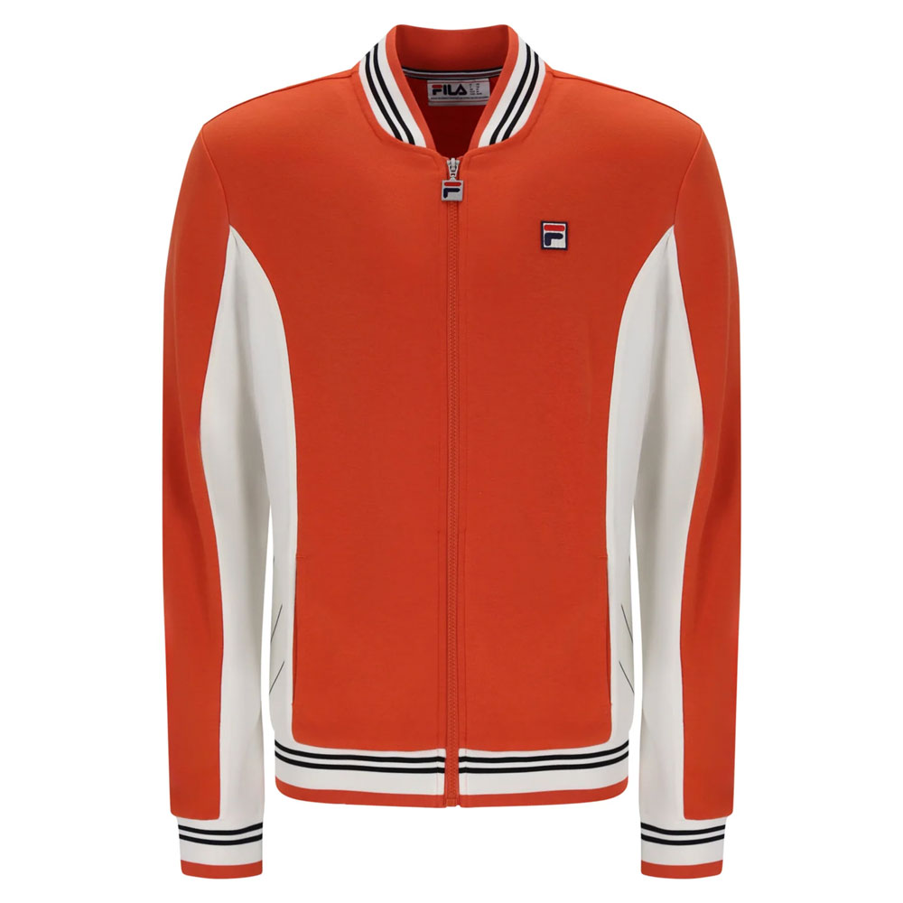 Fila Vintage Settanta Baseball Track Jacket - Burnt Ochre Orange /Gardenia/Black