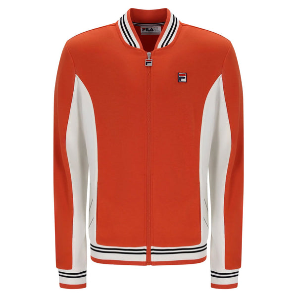 Fila Vintage Settanta Baseball Track Jacket - Burnt Ochre Orange /Gardenia/Black