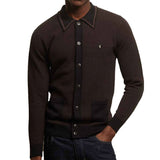 Gabicci Vintage Noel 70s Knitted Button Polo Cardigan V55GM16 - Black