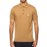 Gabicci Vintage Jackson Knitted Polo Shirt V00GK04- Brown Nutmeg