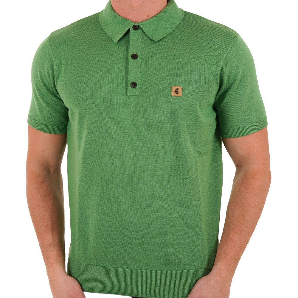 Gabicci Vintage Jackson Knitted Polo Shirt V00GK04- Verde Green