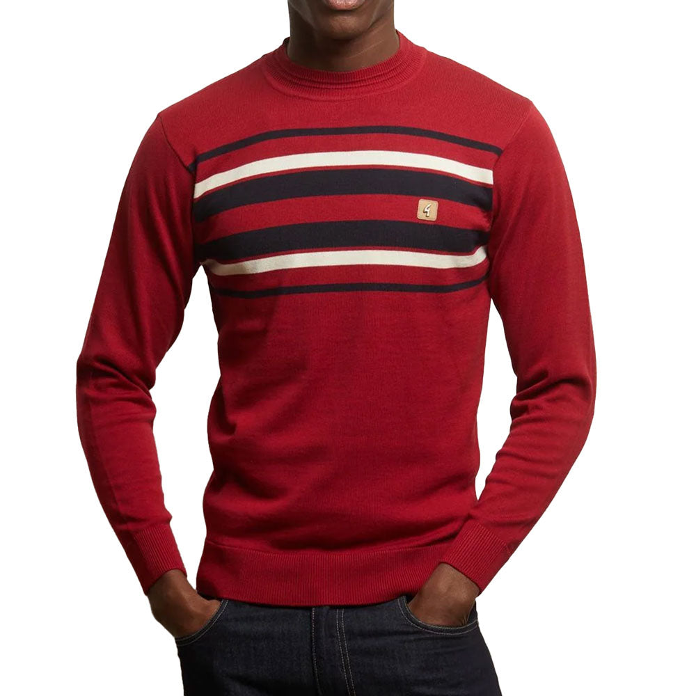 Gabicci Vintage Liam Knitted Crew Neck Sweater V55GM19 - Cherry Red