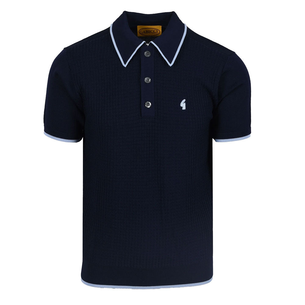 Gabicci Vintage Malcolm Archive Knitted Polo V54GM17 - Navy
