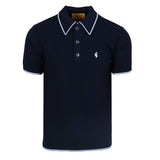 Gabicci Vintage Malcolm Archive Knitted Polo V54GM17 - Navy
