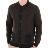Gabicci Vintage Noel 70s Knitted Button Polo Cardigan V55GM16 - Black