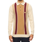 Gabicci Vintage Searle Knitted Long Sleeve Polo Shirt V00GK04 - Brown Nutmeg