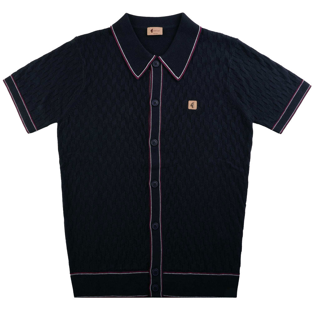 Gabicci Vintage Shaun Knitted Polo Shirt V54GM14 - Navy