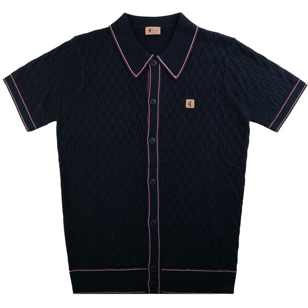 Gabicci Vintage Shaun Knitted Polo Shirt V54GM14 - Navy
