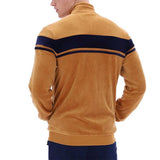 Sergio Tacchini Damarindo Velour Track Top - Almond Tan / Maritime Blue