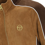 Sergio Tacchini Contrasto Suede Track Top - Golden Brown/Potting Soil/Gardenia