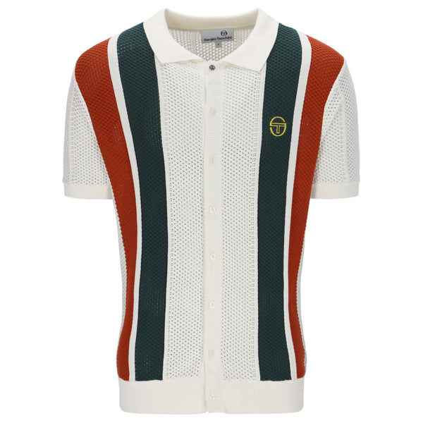 Sergio Tacchini Montell Knit Polo Shirt - Gardenia / Maritime Blue