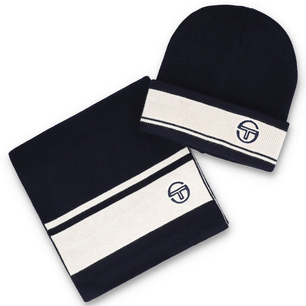 Sergio Tacchini Originale Beanie Hat & Scarf Box Set - Maritime Blue/Gardenia
