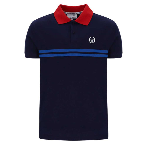 Sergio Tacchini supermac Polo Shirt - Maritime Blue / Adrenaline Rush