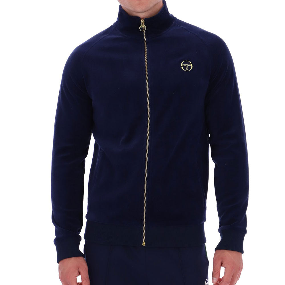 Sergio Tacchini Court Velour Track Jacket - Maritime Blue/Gardenia