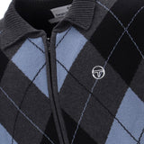 Sergio Tacchini Marco Argyle Knitted Zip Cardigan - Charcoal Marl County Blue