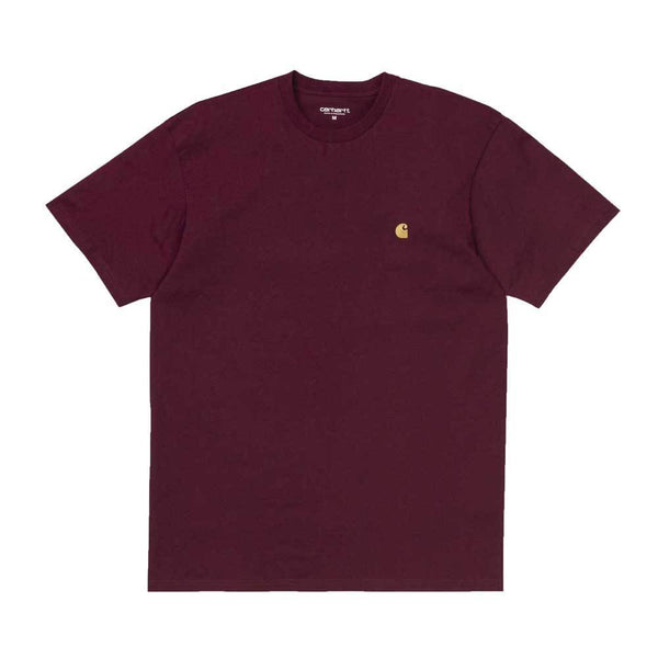Carhartt Chase T-Shirt - Cranberry / Gold - so-ldn