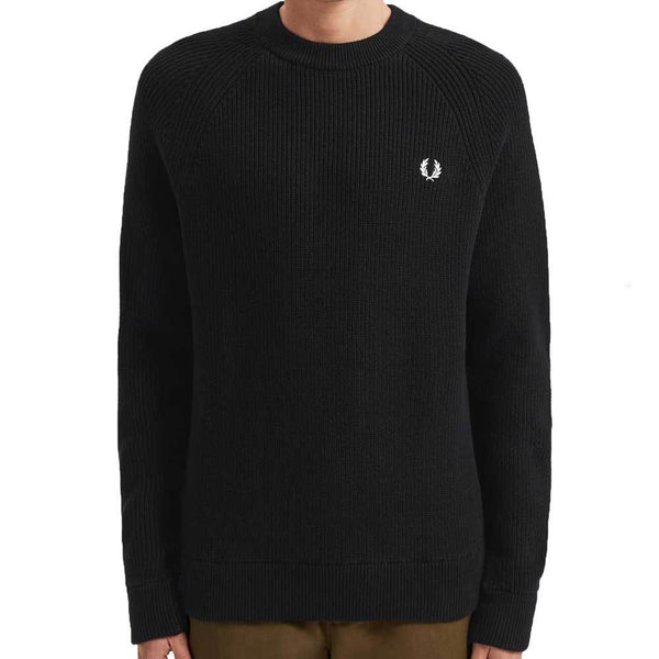 Fred Perry Ribbed Crew Neck Jumper - Black K7516