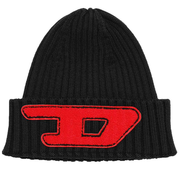 Diesel K-CODER-D Ribbed Beanie Hat - Black